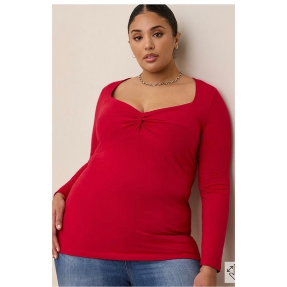 torrid Tops - Torrid Foxy Sweetheart Twist Top Plus Size Shirt in Red